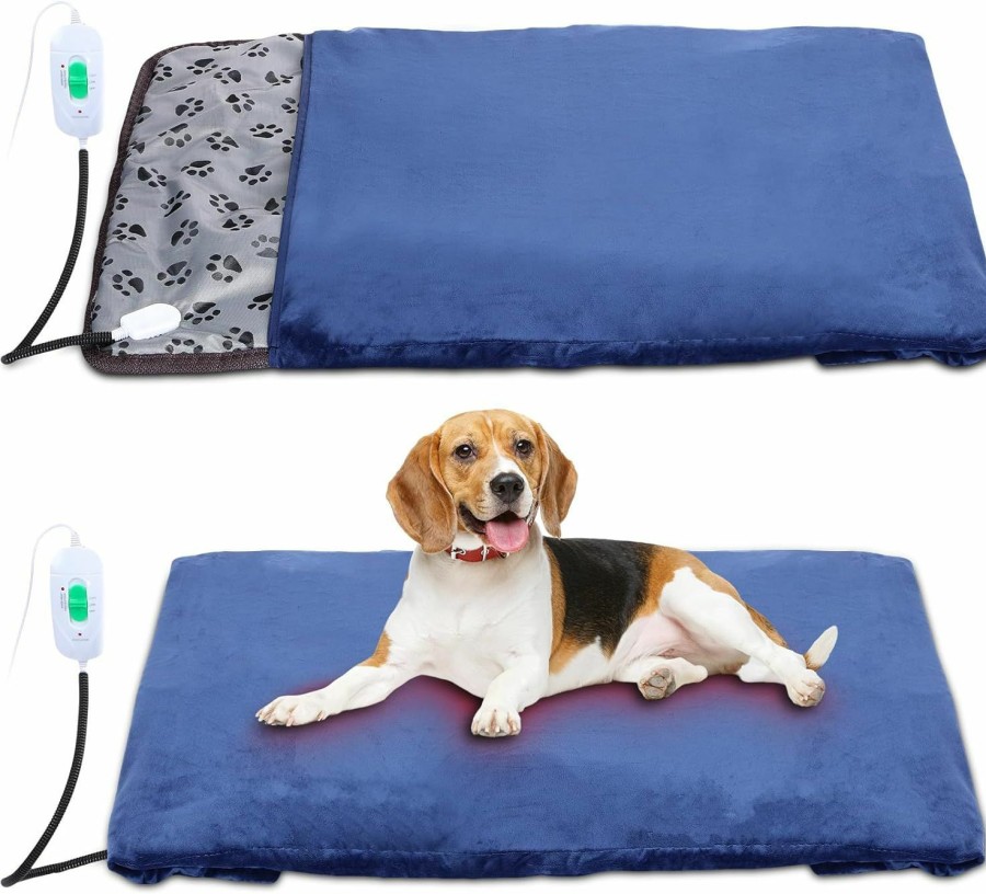 Reptiles & Amphibian Baquler | Baquler 2 Pcs Large Dog Heating Pad 34\" X 21\" Temperature Adjustable Dog Heated Pad Bed With Soft Washable Cover Electric Heating Pad With Chew Resistant Cord Automatic Power Off Keep Pets Warmer