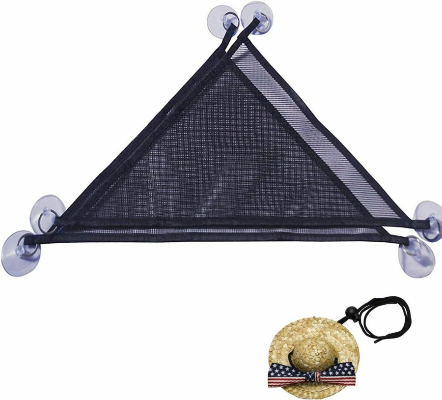 Reptiles & Amphibian Wontee | Wontee Bearded Dragon Hammock Reptile Lizard Hammock Lounger Bearded Dragon Tank Decor For Bearded Dragons Axolotls Geckos Lizards, 2 Hammock, 1 Hat (Black)