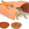 Reptiles & Amphibian Dexspoeny | Dexspoeny 3Pcs Reptile Hide Cave And Reptile Food Water Bowls,Aquarium Habitat Hideouts,Terrarium Hides And Caves,Lizard Hiding Spot For Bearded Dragon Snakes Tortoise Aquarium