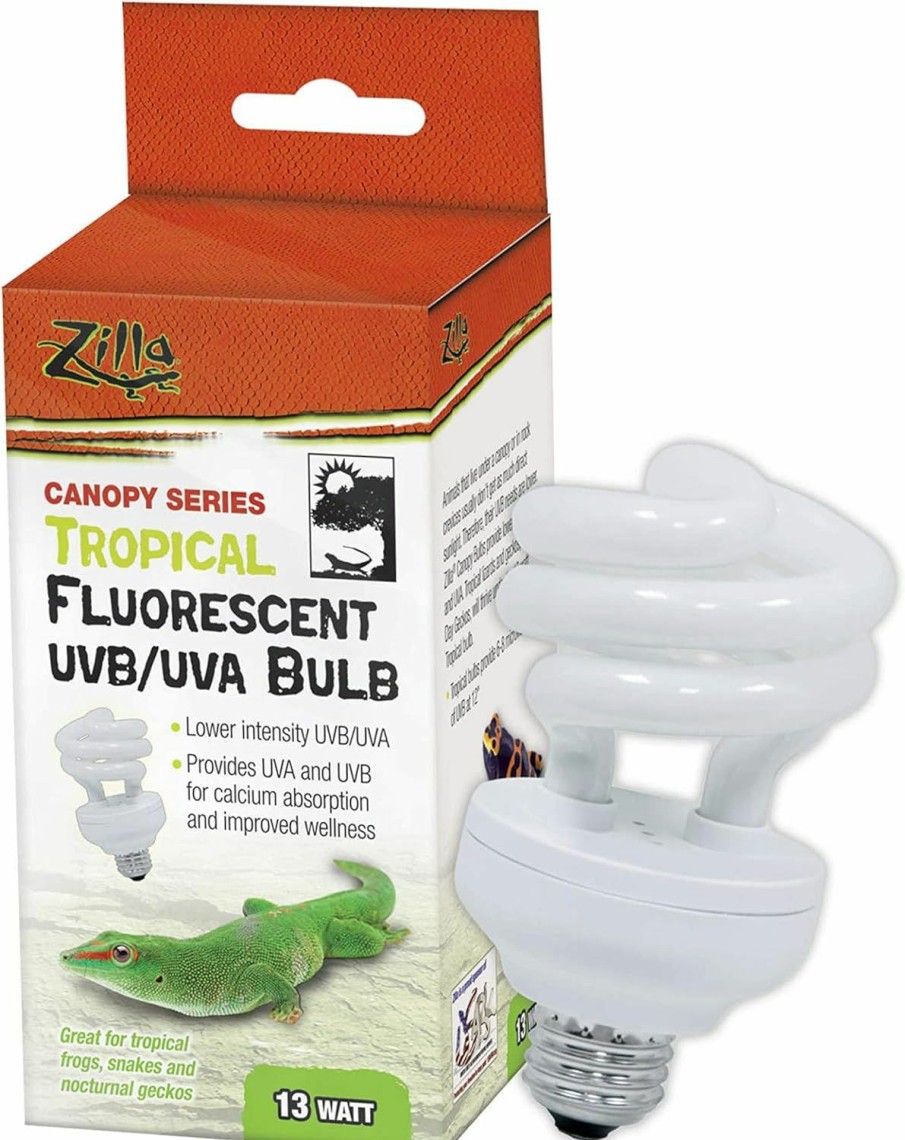 Reptiles & Amphibian Zilla | Zilla Canopy Series Fluorescent Uvb/Uva Bulbs Desert 20 W, 3.875 In, White