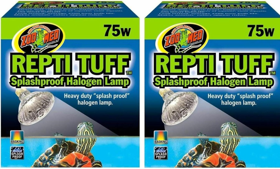 Reptiles & Amphibian Zoo Med | Zoo Med (2 Pack) Repti Tuff Splashproof Halogen Lamps 75 Watts