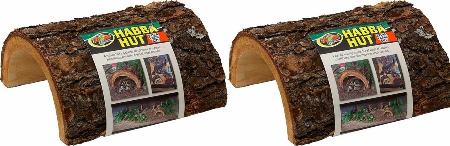 Reptiles & Amphibian Zoo Med | Habba Hut For Terrariums [Set Of 2] Size: Medium (5\"L X 5.5\"W X 3\"H)