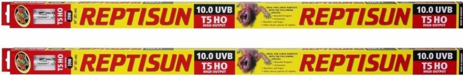 Reptiles & Amphibian Zoo Med | Zoo Med 26062 Reptisun 34-Inch 10.0 Uvb, T5-High-Output, Fluorescent, Full Spectrum, Push Button Controlled, 39W Tubular Lamps (2-Pack)