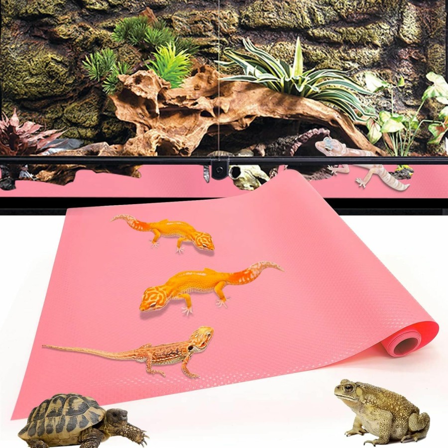 Reptiles & Amphibian caichuxiye | Bearded Dragon Tank Accessories Reptile Tank Accessories Leopard Gecko Tortoise Habitat Accessories Reptile Terrarium Carpet Substrate For Non-Adhesive Reptile Habitat Bedding(Pink 79Inch) (Pink)