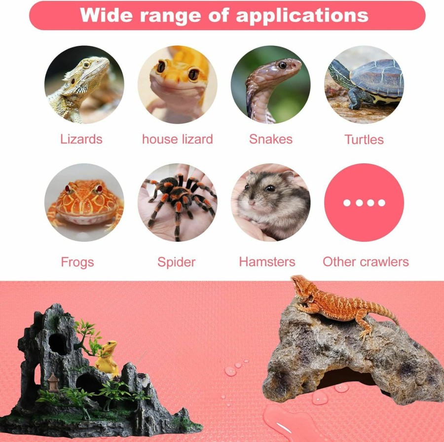 Reptiles & Amphibian caichuxiye | Bearded Dragon Tank Accessories Reptile Tank Accessories Leopard Gecko Tortoise Habitat Accessories Reptile Terrarium Carpet Substrate For Non-Adhesive Reptile Habitat Bedding(Pink 79Inch) (Pink)