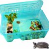 Reptiles & Amphibian kathson | Kathson Turtle Tank Aquarium, Turtle Habitat Reptile Plastic Terrarium Safe Durable, Turtle Tank With Lid Prevent Tortoise From Climbing Escaping (Medium)