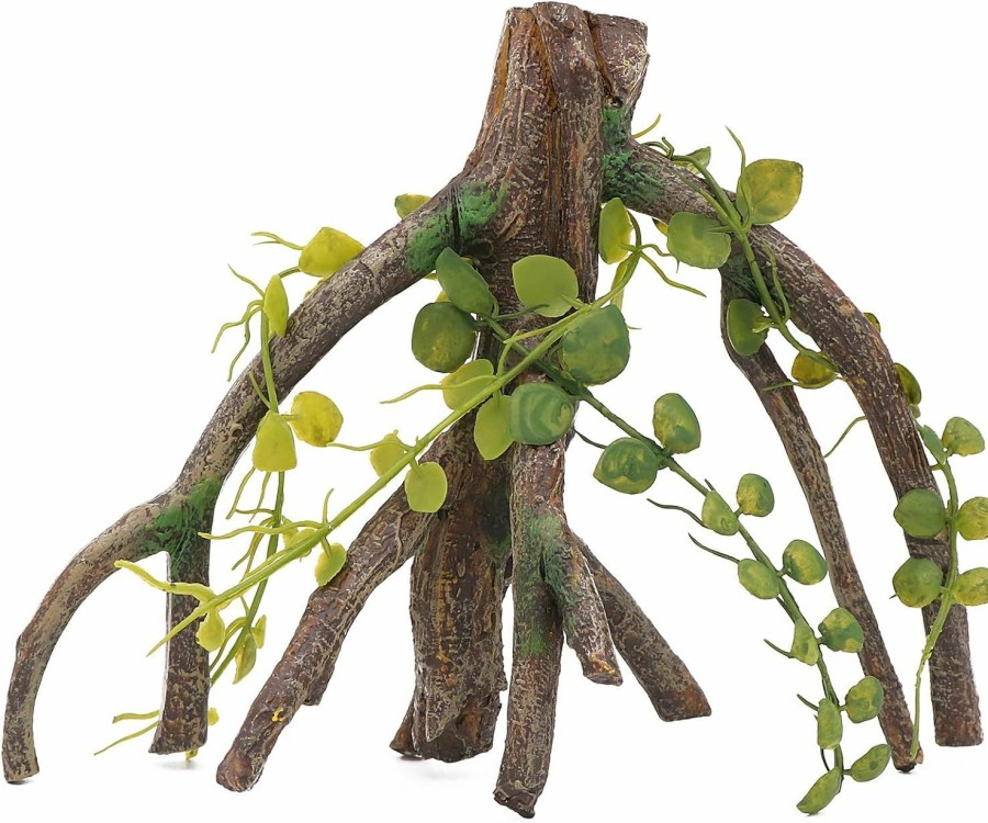 Reptiles & Amphibian AQUA KT | Aqua Kt Reptile Corner Climbing Branch With Plant Snake Climb Tree For Bearded Dragon Lizard Hermit Crab Crested Gecko Leopard Chameleon Frog Terrarium Habitat