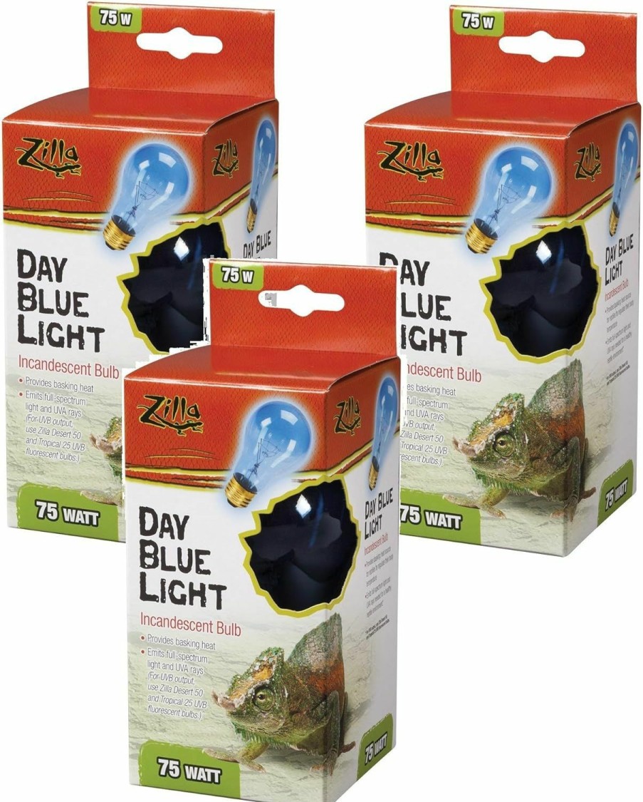 Reptiles & Amphibian Zilla | Zilla Incandescent Bulb, Day Blue Light And Heat, 50 Watt (3 Pack)