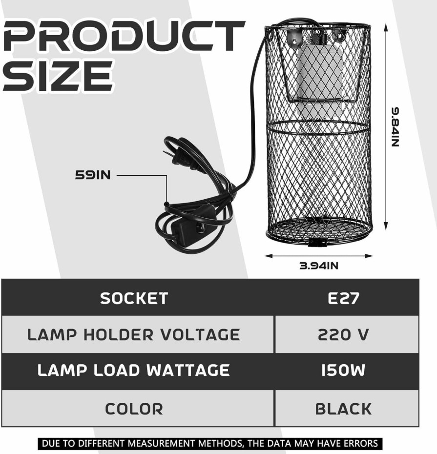 Reptiles & Amphibian VIHOSE | Vihose 2 Pcs Reptile Heat Lamp Guard With 150W Ceramic Heat Emitter Basking Anti Scald Heating Lamp Holder Mesh Cage Reptile Protection Lampshades For Reptile Lizard Snake Chick, Bulb Not Included