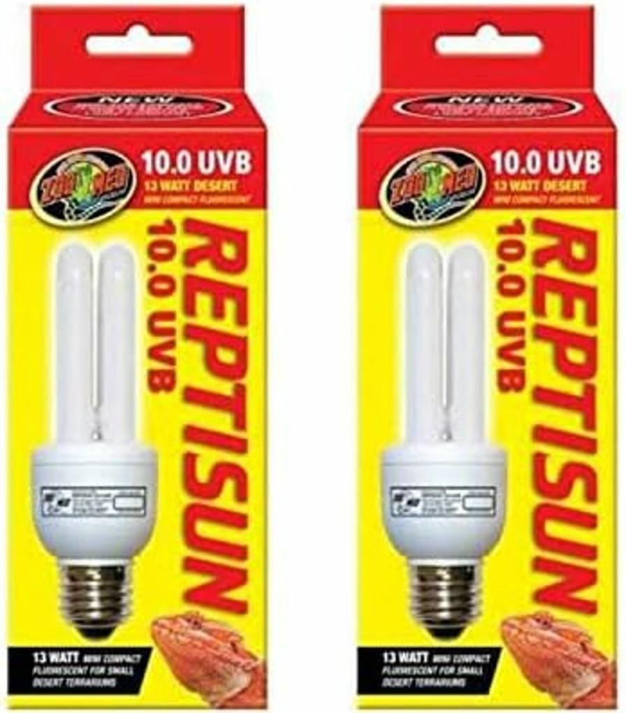 Reptiles & Amphibian Zoo Med | (2 Pack) Zoo Med Reptisun 10.0 Uvb Mini Compact Fluorescent