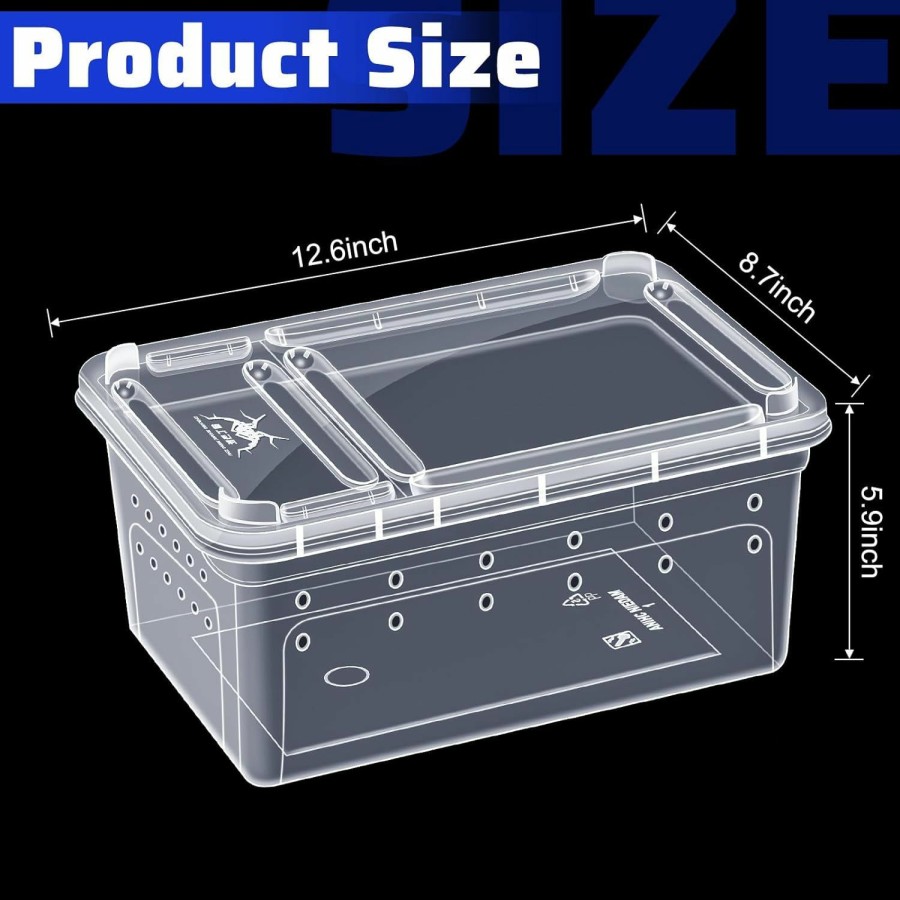 Reptiles & Amphibian Irenare | Irenare 4 Pcs Portable Reptile Terrarium Plastic Reptile Feeding Box Clear Tarantula Enclosure Snake Cage Breeding Box Hatching Container For Bearded Dragon Lizard Spider Gecko, 12.6 X 8.7 X 5.9 Inch