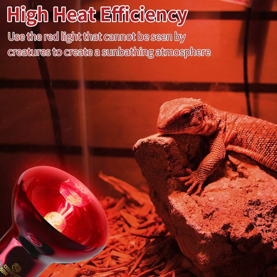 Reptiles & Amphibian REPTI HOME | Repti Home 3 Pack Infrared Reptile Heat Lamp Bulbs,100W Reptiles & Amphibians Infrared Basking Spot Lamp Bulb, Red Heat Emitter Light For Chickens Coop