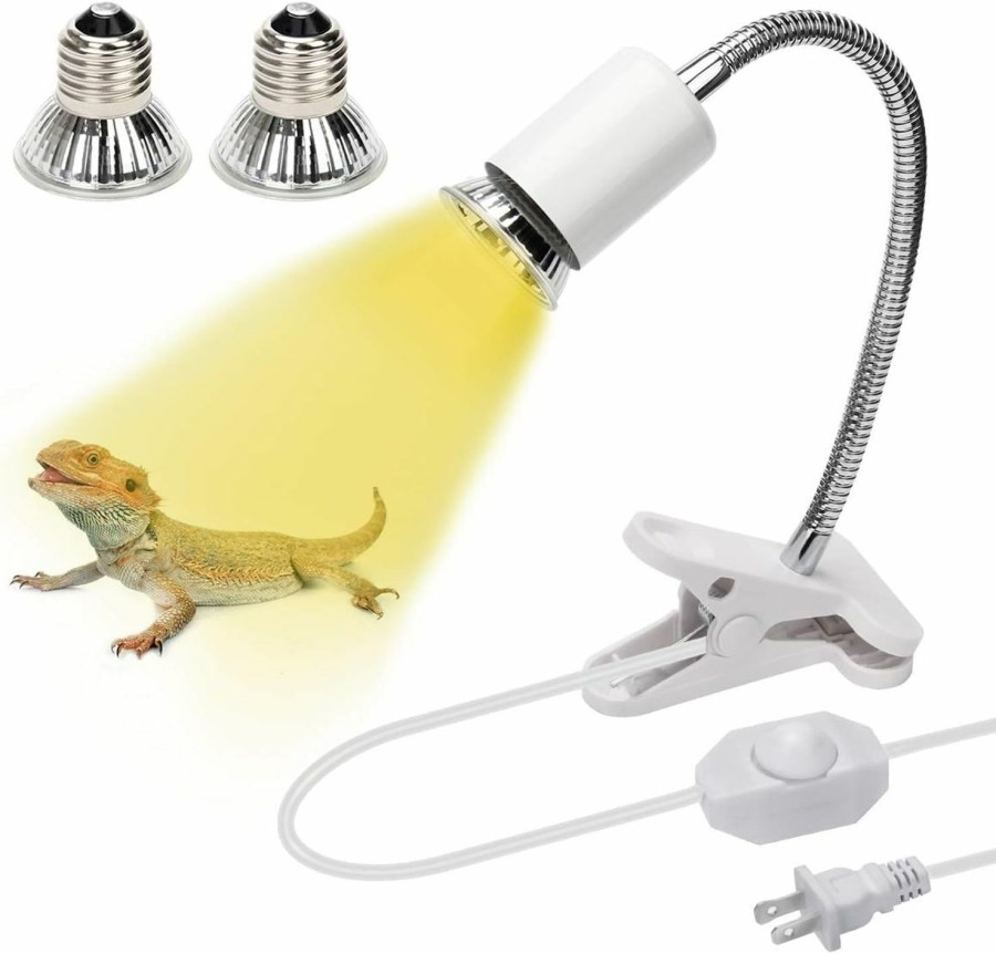 Reptiles & Amphibian Anglekai | Anglekai Reptile Heat Lamp, 50W Adjustable Turtle Heating Light For Lizard Reptile Included 2 Uva Uvb Bulb Baking Lamp (E27, 110V) (Black)