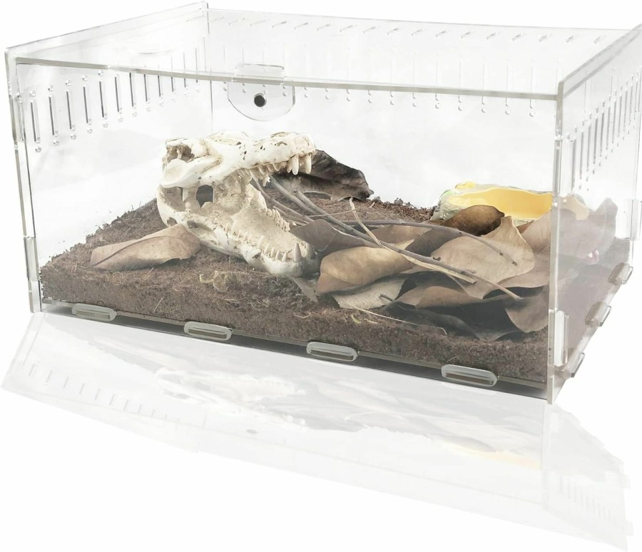 Reptiles & Amphibian ZeHee | Magnetic Acrylic Reptile Cage,Transparent Enclosure Reptile Breeding Box,Breeding Box Terrarium Tank Suitabl For Tarantulas,Lizards,Chameleons,Hermit Crabs,Snakes,Insect,Turtle(12X8X6 Inch