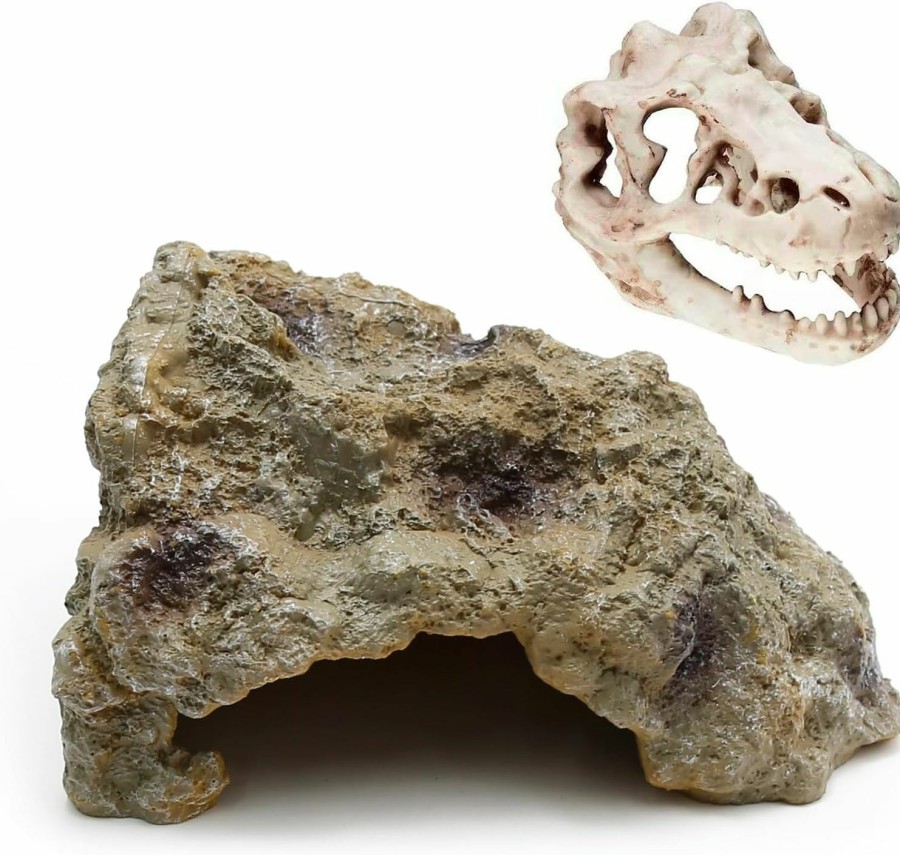 Reptiles & Amphibian Anxingo | Anxingo Reptile Rock Reptile Cave Hideout For Snakes/Geckos/Lizards/Turtles And Other Amphibians, With Dinosaur Skull (Middle)