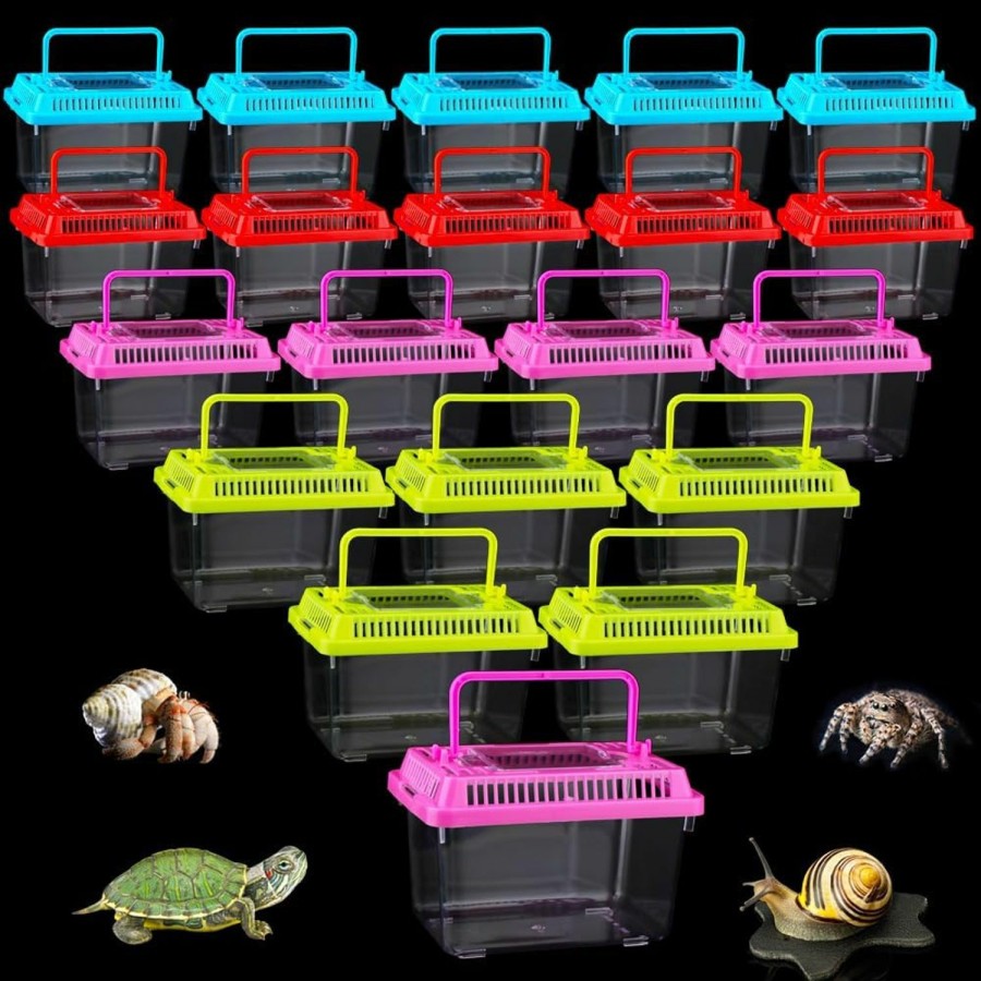 Reptiles & Amphibian DQITJ | 20 Pack Small Plastic Reptile Carrier Tarantula Enclosure Snake Breeding Box Hatching Container For Spider Fish Turtle Hermit Crab Bearded Dragon Lizard (5.1 X 3.5 X 3.5 Inch)