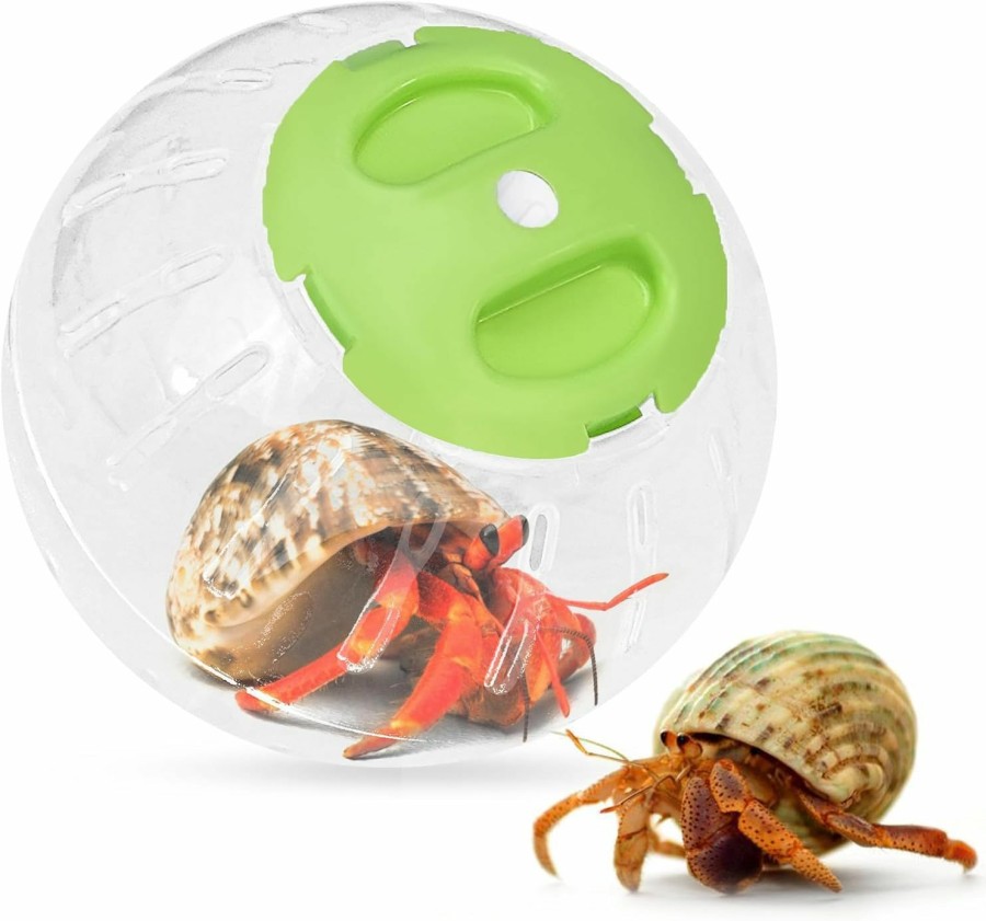 Reptiles & Amphibian U0U | U0U Hermit Crab Running Ball Toy,Small Hermit Crab Accessories,Hermit Crab Cage,Suitable For Hermit Crab And Hamster Rat (Green)