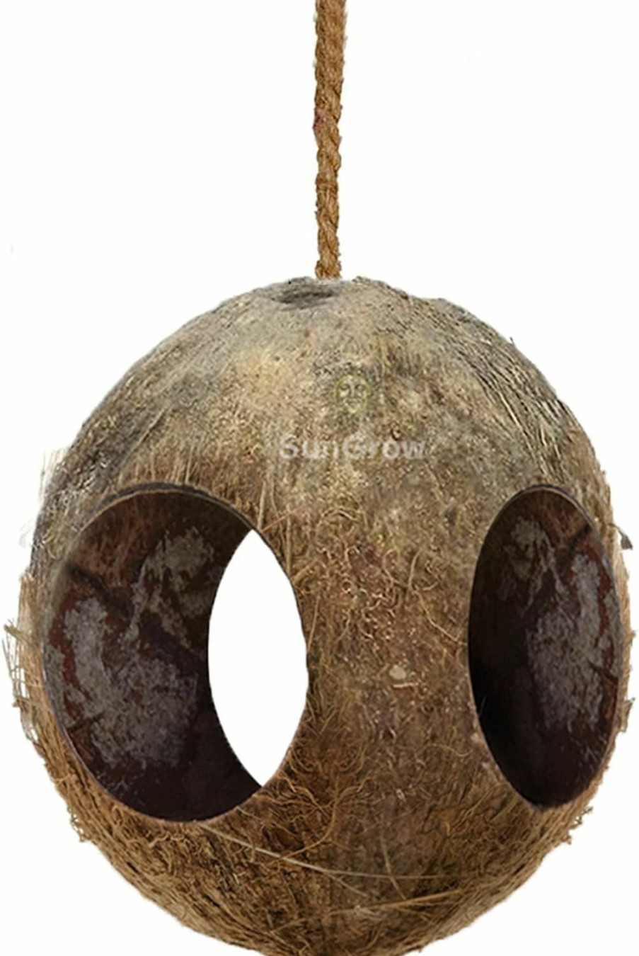 Reptiles & Amphibian SunGrow | Sungrow Hermit Crab Hut Cozy Crabitat Coconut Shell With Hanging Loop And Climbing Accessory