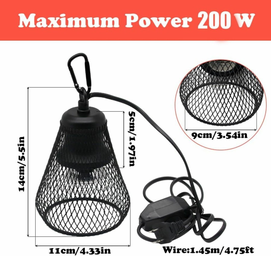 Reptiles & Amphibian Achicklead | Achicklead Reptile Heat Lamp Guard Reptile Reptile Light Fixture Uvb Reptile Turtle Heating Light Dome Lamp Cap Covers Max 200 Watt With One 25W Bulb For Bearded Dragon Turtle Snakes Frogs Chicks