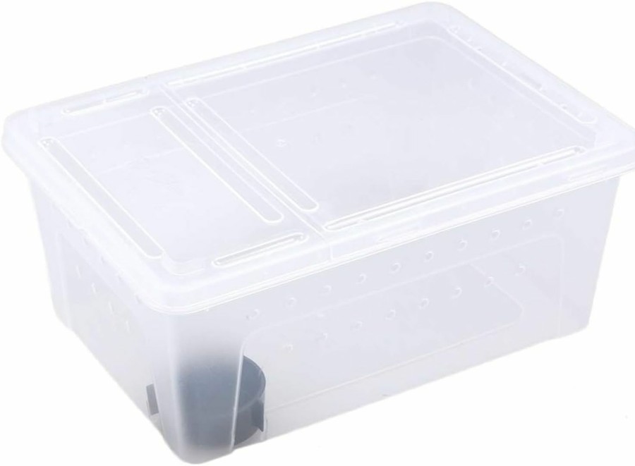 Reptiles & Amphibian POPETPOP | Popetpop Breeding Box Reptile-Turtle Enclosure-Plastic Storage Case Feeding Hatching Container For Spider Scorpion Gecko Insect Snake Tortoise (White)