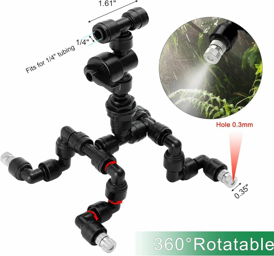 Reptiles & Amphibian Cozy Tower | 4 Pcs Reptile Mister Nozzle Terrarium Reptile Fogger With Valve, Adjustable Terrarium Misting Accessories Cooling Misting System For Reptiles Rainforest