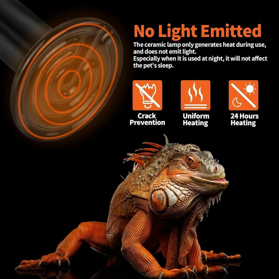 Reptiles & Amphibian LUCKY HERP | Lucky Herp 150W Reptile Heat Bulb 1 Pack, No Light Ceramic Heat Emitter, Reptile Heater Light Bulb For Lizard, Turtle, Snake, Chicken