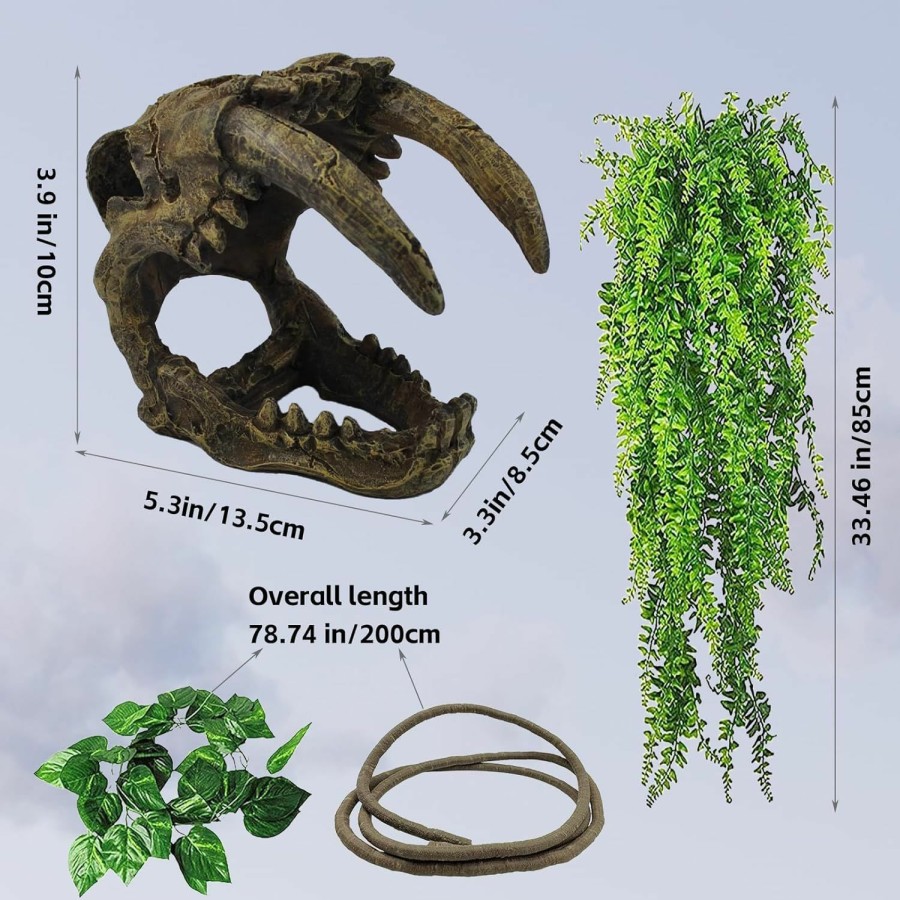 Reptiles & Amphibian kathson | Kathson Leopard Gecko Coconut Husk Hut Reptile Habitat Accessories Hideout Hole Climbing Ladder Bendable Hanging Plants Sleeping Hiding Breeding Apply To Amphibians And Small Animals