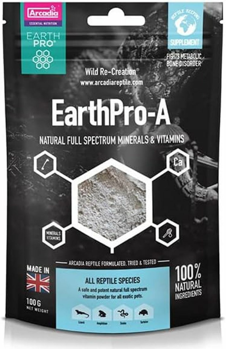 Reptiles & Amphibian Arcadia | Arcadia Earthpro-A, 100G Bag