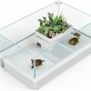 Reptiles & Amphibian SILICAR | Glass Turtle Tank Aquarium, Silicar Turtle Habitat Terrarium With Basking Platform, Bottom Drain Design, Multifunctional Area Great For Hermit Crabs, Terrapin And Small Reptiles