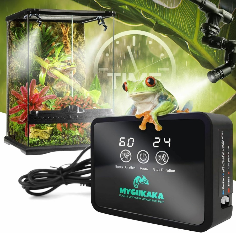 Reptiles & Amphibian MYGIIKAKA | Reptile Smart Mister, Reptile Humidifiers Misting System Automatic With Timer, Terrariums Humidifier With 360 Adjustable Misting Nozzles, Spray Kit For Rainforest Plants Amphibian