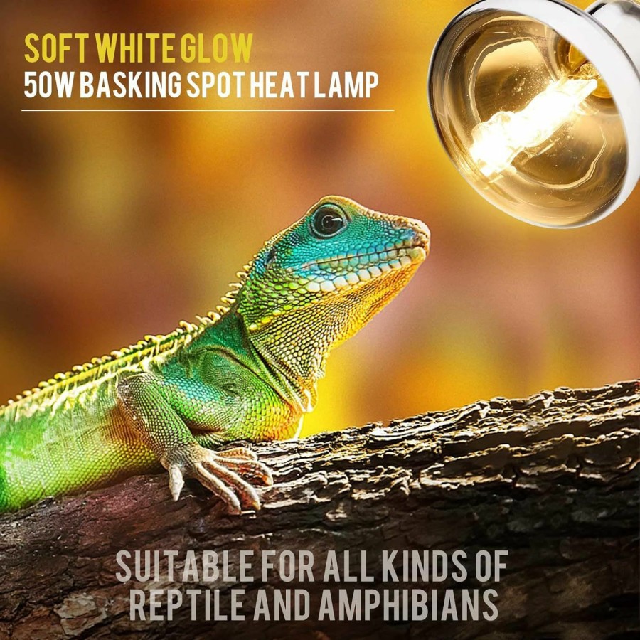 Reptiles & Amphibian FIVEAGE | Fiveage Reptile Heat Lamp Daylight Bulb,50W Basking Spot Bulb For Reptile, Full Spectrum Uva Uvb Sun Light Bulb For Turtle Lizard,Bearded Dragon-2 Pack