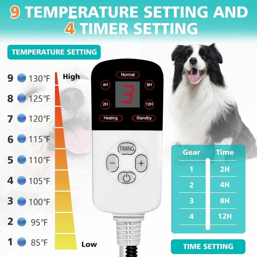 Reptiles & Amphibian Wall Essential | Wall Essential Pet Heating Pad Electric Dog Cat Heating Pad Pet Warming Bed Mat Waterproof Adjustable Temperature Pet Heated Pad With Timer For Pets Cats Dogs And Kittens