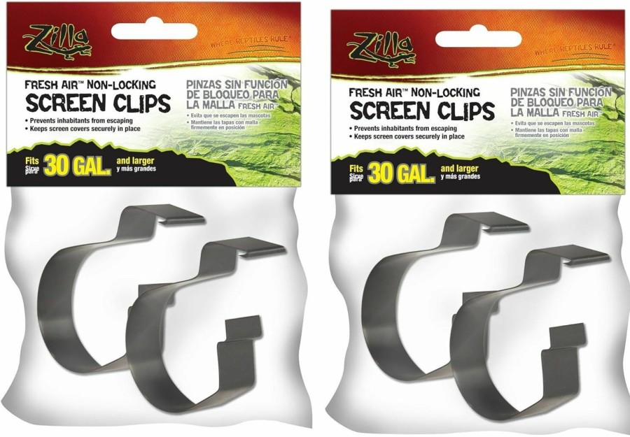 Reptiles & Amphibian Zilla | Zilla (4 Pack) Reptile Terrarium Covers Non-Locking Screen Clips, 30G+