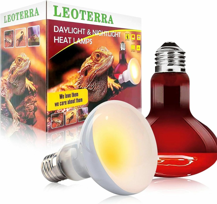 Reptiles & Amphibian Leoterra | Leoterra 50W Reptile Infrared Heat Lamp Night Light Red Reptile Bulb (Pack Of 2) For Reptile Terrariums,Reptiles,Turtle,Bearded Dargon,Lizard,Snakes Night Use