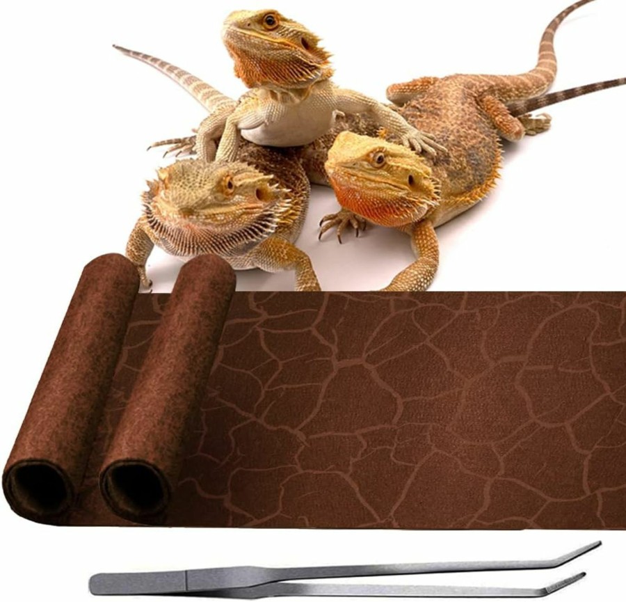 Reptiles & Amphibian REP BUDDY | Rep Buddy 2 Pack Reptile Carpet Desert Reptile Mat & Reversible Substrate, Terrarium Liner Bedding, For Lizard,Chameleon,Gecko,Snake,Ceratophrys With Tweezers Feeding Tong (40 Gallon(36X18In))