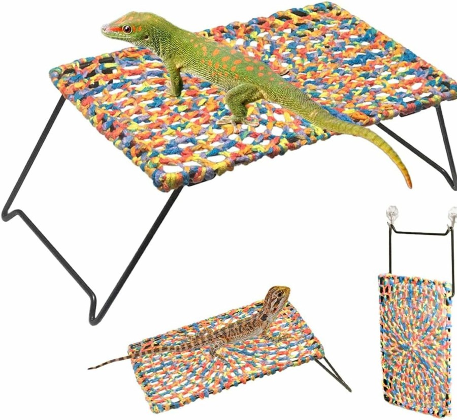 Reptiles & Amphibian See Lion | See Lion Reptile Hammock 10\" X 6\", Hand Woven Lounger For Medium-Sized And Small-Sized Lizard, Bearded Dragon, Geckos, Toy For Reptile Pet (Tropical Candy)