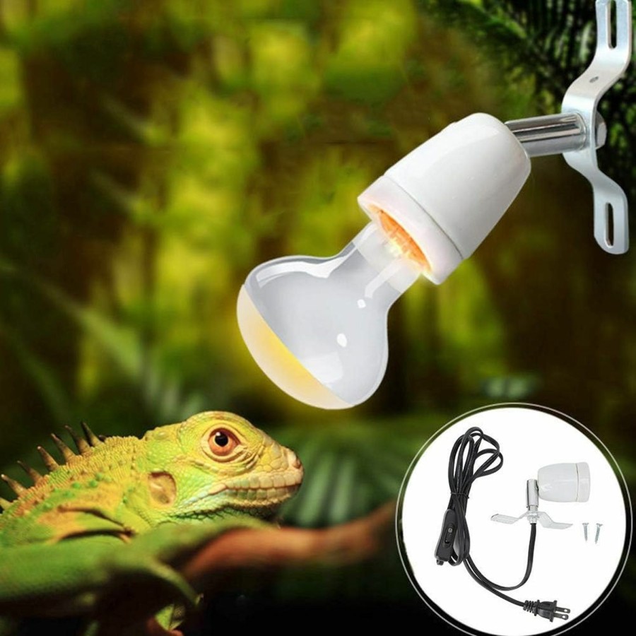 Reptiles & Amphibian Hffheer | Reptile Heat Light Fixture Holder, E27 Base Bulb Socket Adjustable Reptile Lamp Holder Bracket Reptile Heat Light Stand For Lizard Turtle Tortoise Reptile Ceramic Lamp Holder(110-240V)