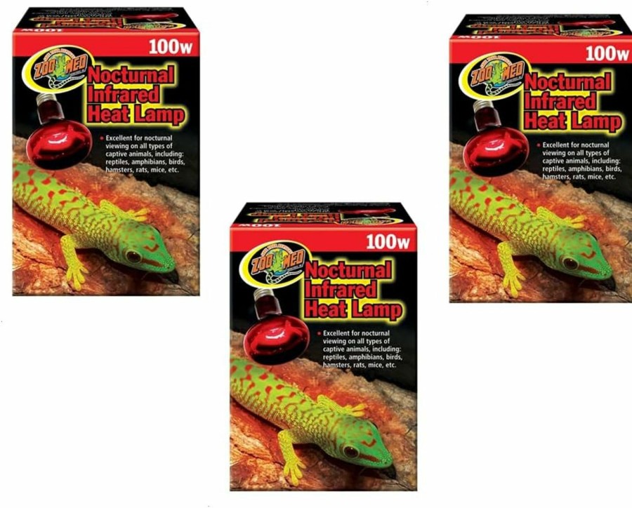 Reptiles & Amphibian Zoo Med | Zoo Med Nocturnal Infrared Heat Lamp 100 Watts - Pack Of 3