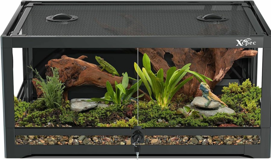 Reptiles & Amphibian xcpec | Xcpec 44 Gallon Large Reptile Terrarium 24X18X24In, Tall Glass Habitat With Top Screen Ventilation, Double Hinge Door, Ideal For Tarantula, Amphibians, Snakes, Lizard, Knock-Down