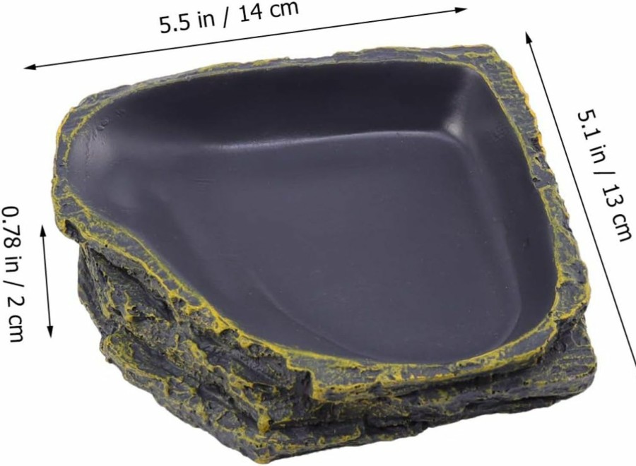 Reptiles & Amphibian POPETPOP | Popetpop Reptile Food Dish Terrarium Water Bowl Food Feeding Plate Container Drinking Water Tray Resin For Snake Tortoise Frog