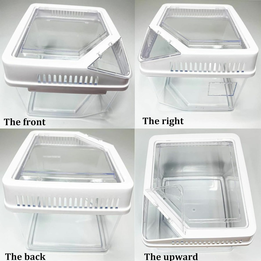 Reptiles & Amphibian PINVNBY | Pinvnby Reptile Feeding Box Portable Snake Breeding Box Acrylic Reptile Cage Transparent Plastic Pet Habitat For Spiders Lizards Gecko Crickets Turtles Crabs