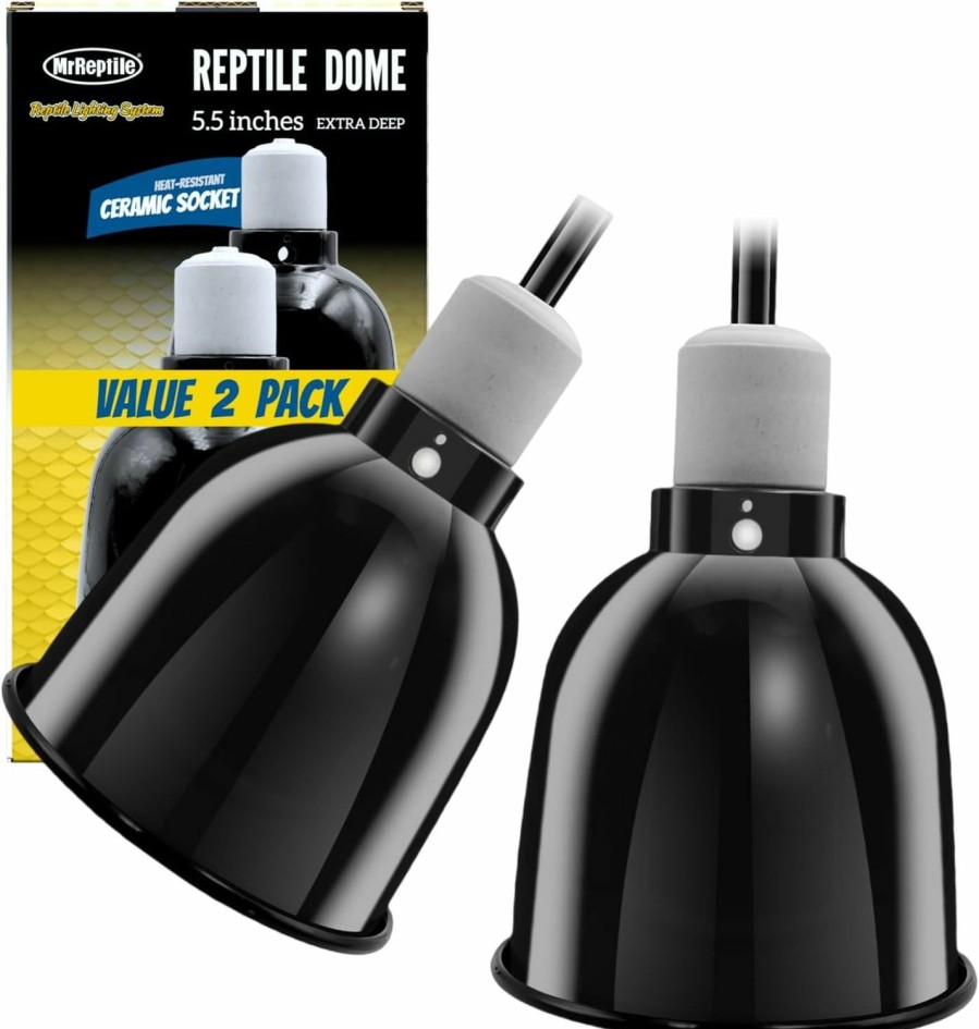 Reptiles & Amphibian MRREPTILE | Mrreptile Reptile Light Fixture, 2-Pack 5.5'' Deep Dome, Reptile Heat Lamp Fixture, Light Dome Fixtures For Reptiles Terrarium Lights