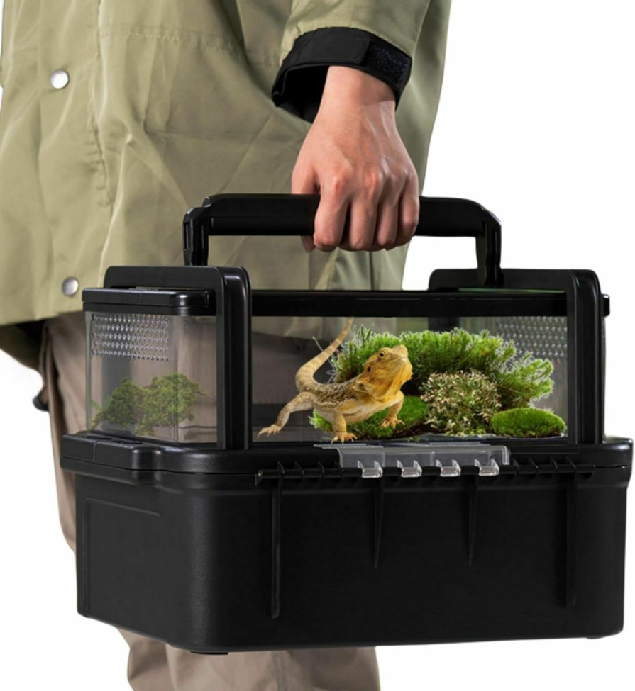 Reptiles & Amphibian AZV | Azv Small Pet Carrier For Travel, Amphibians Habitat Terrarium Kits, Guinea Pig Carrier Lizard Bird Rabbit Carrier Cage With Tweezer Bowl For Spider Gecko Chameleon Snake Frog