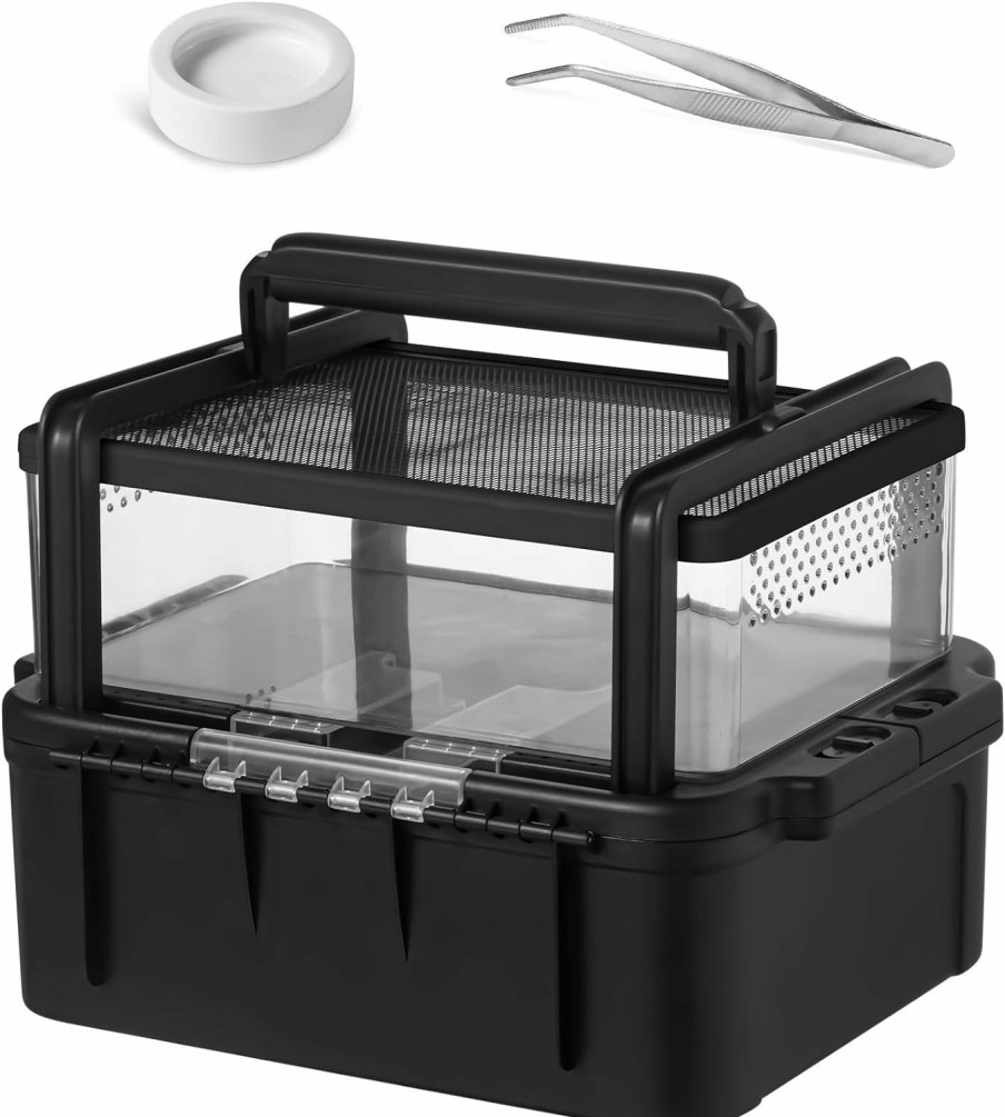 Reptiles & Amphibian AZV | Azv Small Pet Carrier For Travel, Amphibians Habitat Terrarium Kits, Guinea Pig Carrier Lizard Bird Rabbit Carrier Cage With Tweezer Bowl For Spider Gecko Chameleon Snake Frog