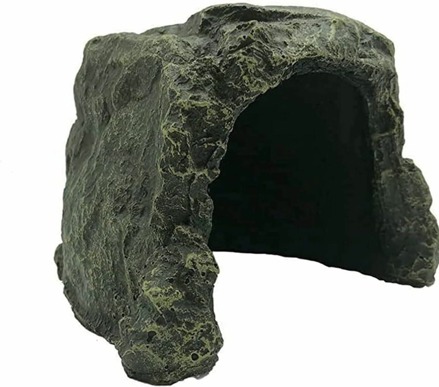 Reptiles & Amphibian Tfwadmx | Reptile Rock Hide Cave, Small Aquarium Habitat Decor Rock Snake Hide Tortoise Hideout For Lizards, Turtles, Reptiles, Amphibians, Fish