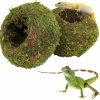 Reptiles & Amphibian Jinkoozz | 2 Pack Lizard Hides Cave, Green Moss Reptile Hideout, Tank Aquarium Habitat Decor Accessories, Suitable For Reptile Hermit Crab Lizard Chameleon