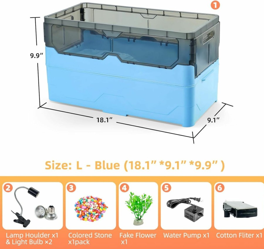 Reptiles & Amphibian RunDuck | Runduck Turtle Habitat Tank Kit Fresh Filtration, Waterplay Fun, Diverse Living, Heat Lamp, Water Pump And Convenient Water Changes In Turtle Tanks, Habitat Kits, Turtle Cage (White, Large)