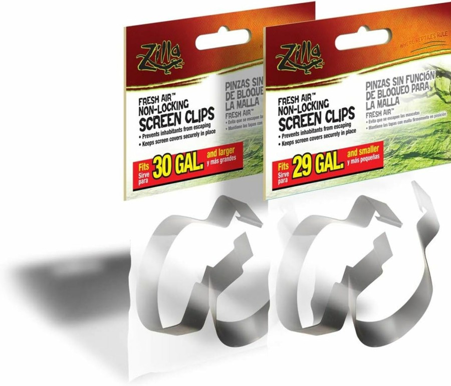 Reptiles & Amphibian Zilla | Zilla Reptile Terrarium Fresh Air Screen Non-Locking Clips, 2 Pack, Large