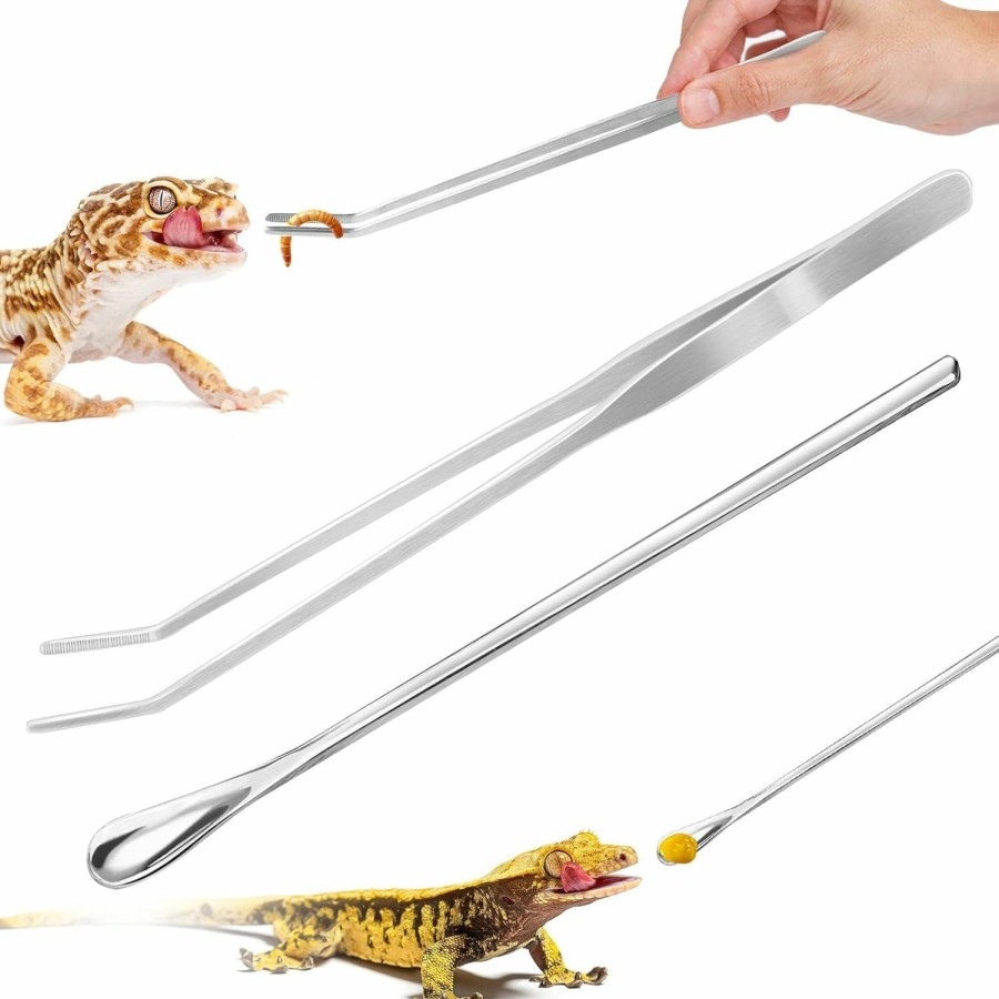 Reptiles & Amphibian UNIFAMILY | Unifamily Reptile Feeding Tongs And Reptile Food Spoon, Snake Feeding Tongs, Reptile Powder Fruit Food Feeding Spoon Long Handle Feeding Tool Fits Crested Gecko Gargoyle Bearded Dragon Lizard