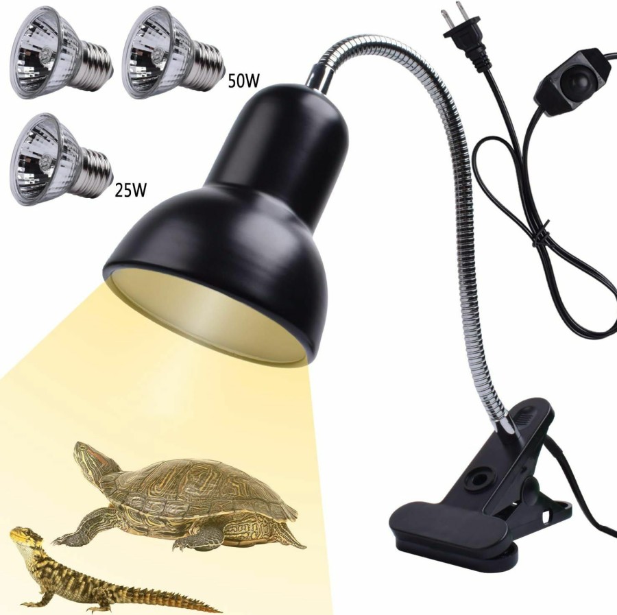 Reptiles & Amphibian Cdipesp | Cdipesp Reptile Heat Lamp Uva Uvb Reptile Light Adjustable 50W Turtle Basking Spot Lamps For Aquatic Lizard Snake Chameleons Amphibians With 3 Bulbs